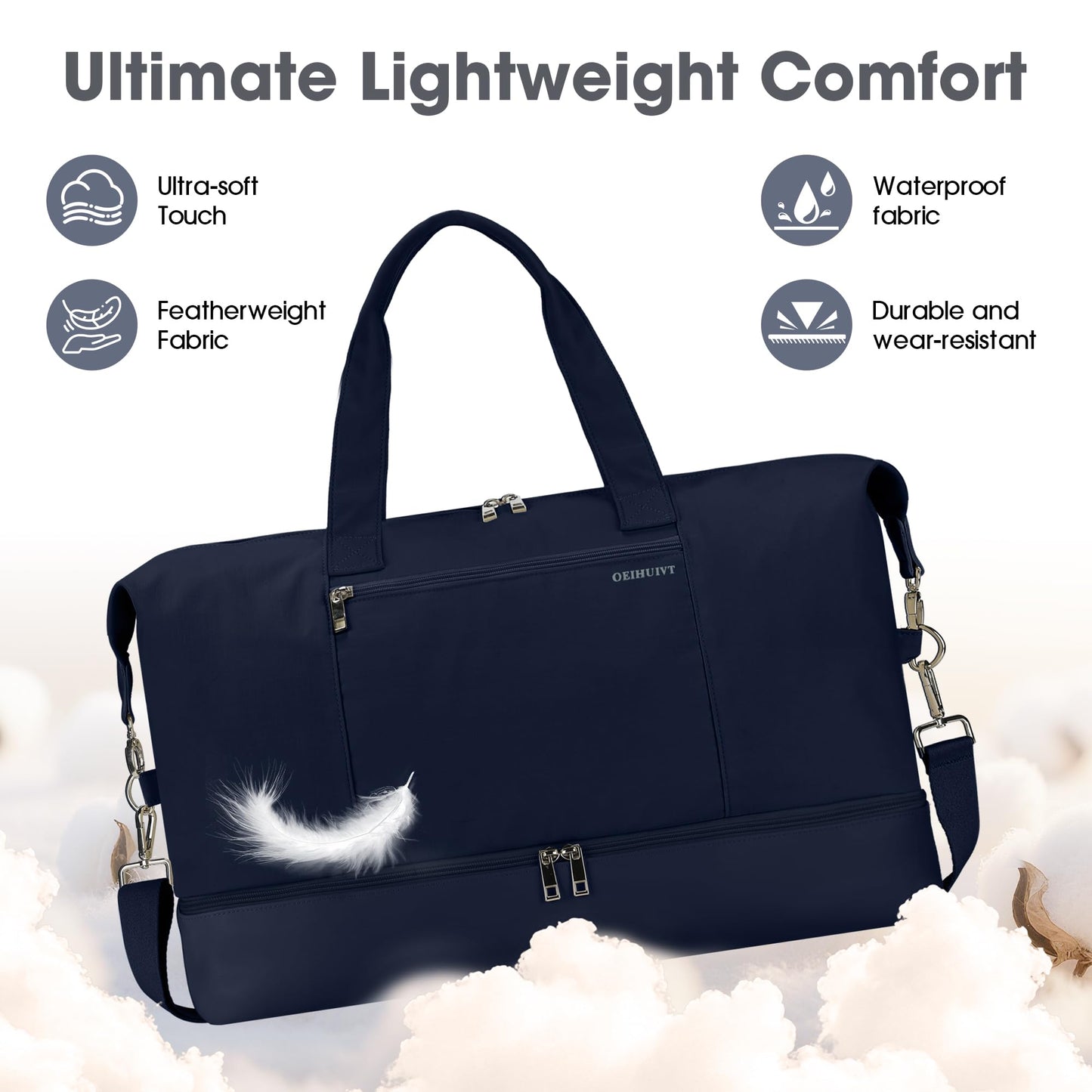 GAYUAPEIA Women's Weekender Bag Travel Duffel Bag with Shoe Compartment 21-inch Airline-Approved Carry-on, 2-Piece Overnight Bag Set Personal Item Luggage