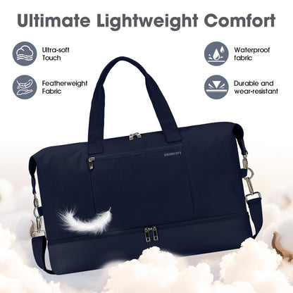 GAYUAPEIA Women's Weekender Bag Travel Duffel Bag with Shoe Compartment 21-inch Airline-Approved Carry-on, 2-Piece Overnight Bag Set Personal Item Luggage
