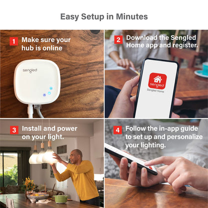 Sengled Smart Light Bulbs, Zigbee Hub Required, Works with Alexa and SmartThings, Voice Control with Google Home and Echo with built-in Hub, Soft White 60W Equivalent A19 Dimmable Smart Bulbs, 4-Pack