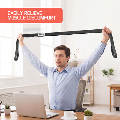 Jofuler Stretching Strap for Physical Therapy and Home Rehab, 10 Loops Non-Elastic Yoga Strap for Hamstring, Calf and Back Stretching, Mobility, Exercise, Pilates, Flexibility