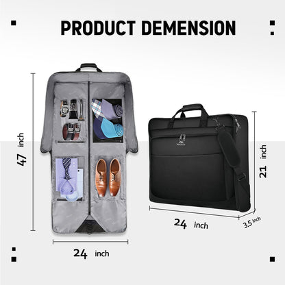 MATEIN Garment Bag for Travel, Large Carry on Garment Bags with Strap for Business, Waterproof Hanging Suit Luggage Bag for Men Women, Wrinkle Free Suitcase Cover for Shirts Dresses Coats, Black