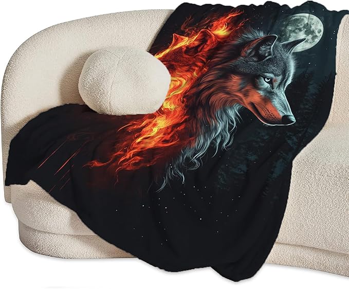 Wolf Blanket, Wolf Throw Blankets, Cool Wild Animal Fuzzy Plush Blanket Ultra Soft for Wolves Lover Gift Kids Teens Women Men Girls Boys Stuff Decor for Bedding Sofas Couch 80"X60"