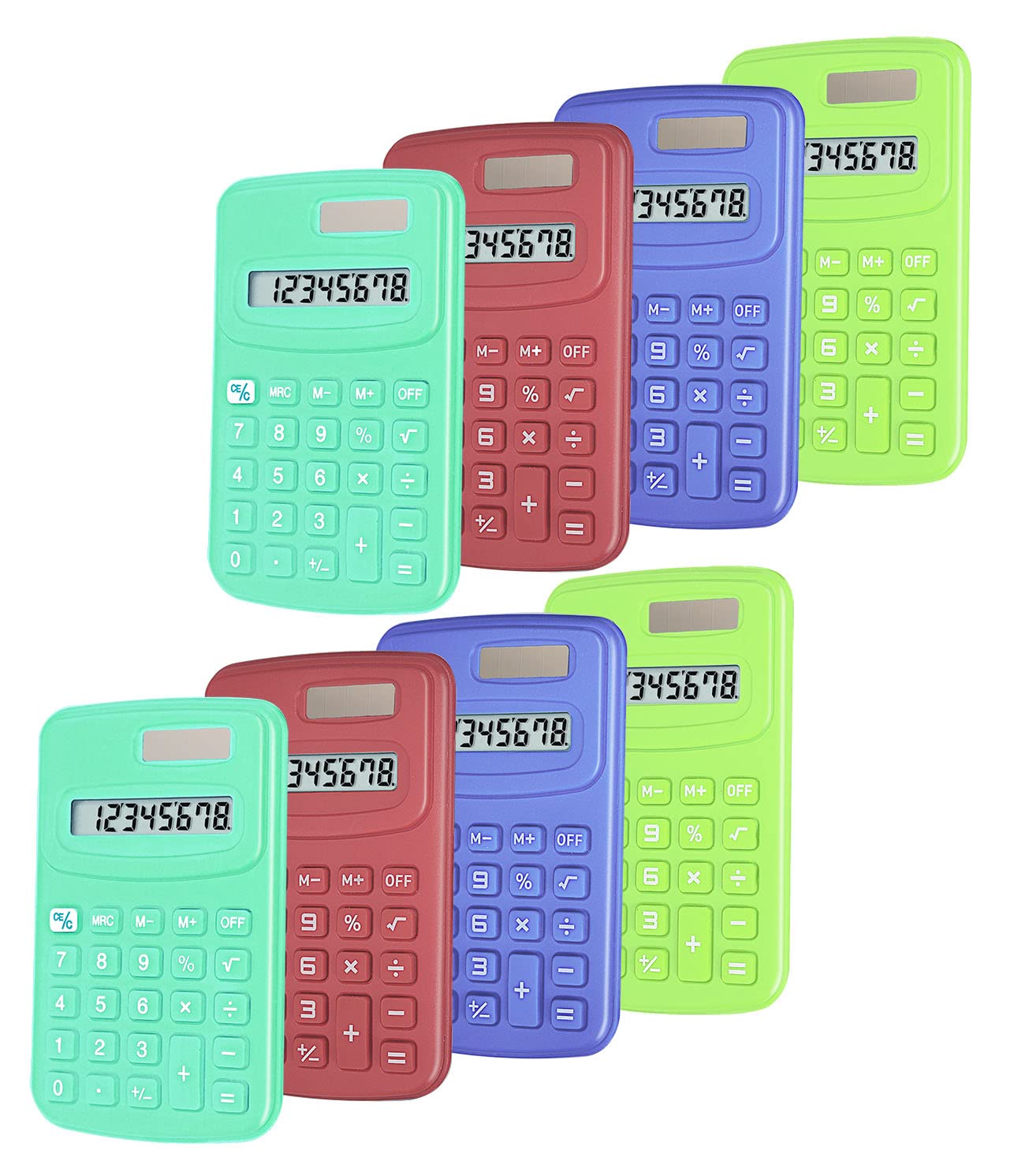 Basic Calculator, BESTWYA Calculators for Classroom with 8 Digit Silicone Button (4 Colors, Set of 8)