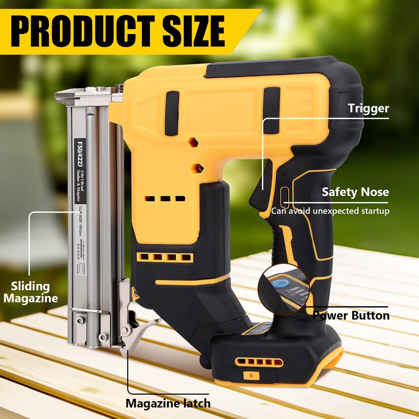 18 Cordless Brad Nailer for 20V MAX Battery, 2 in 1 Electric Nail Gun/Staple Gun Powered with 2000 Nails, for Trim Wood Crafting Home DIY (Not Included Battery)