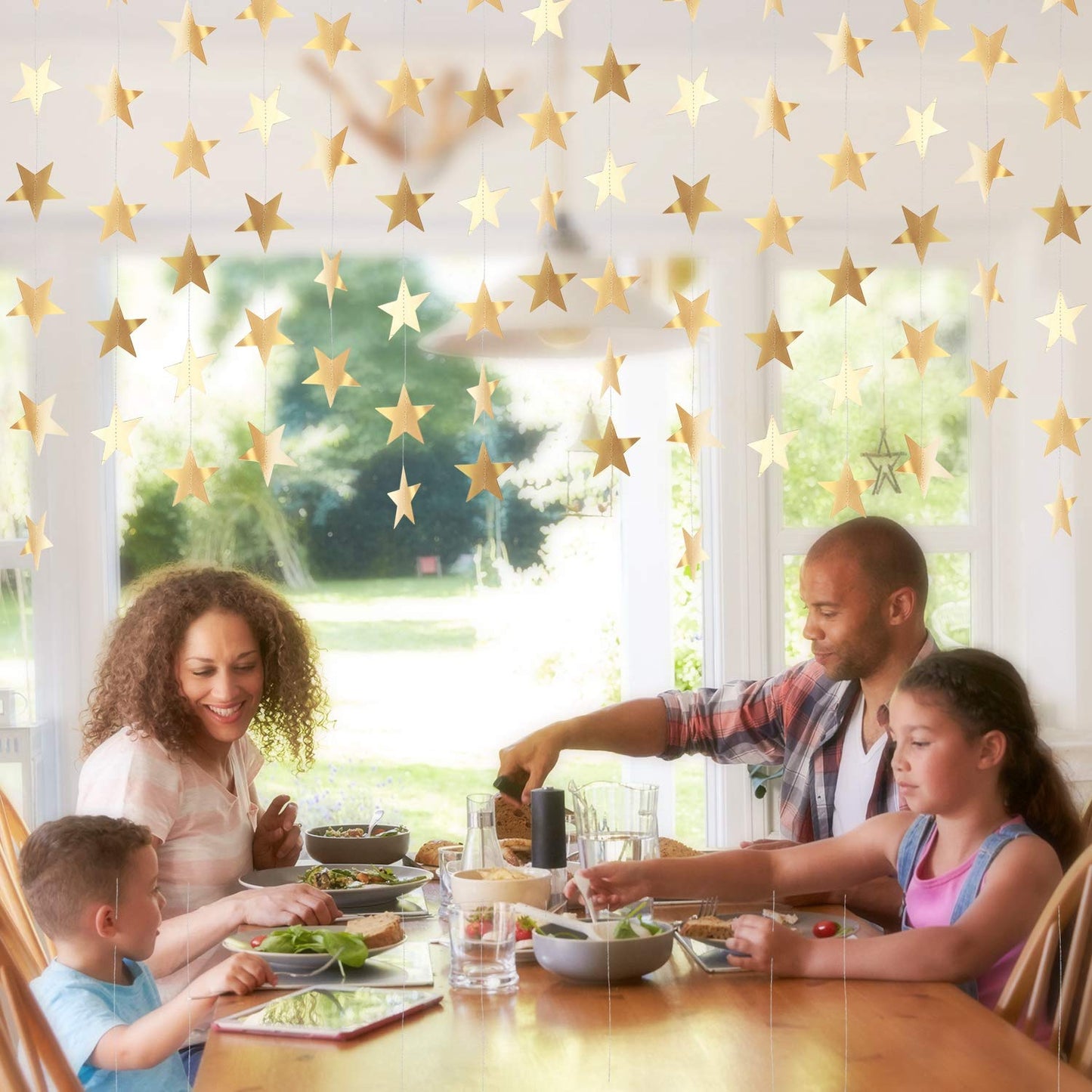 Patelai Glitter Star Garland Banner 2026 Graduation Decor 130 Feet Star Hanging Banner Twinkle Backdrop for Party Birthday Classroom Wedding Supplies(Champagne Gold)