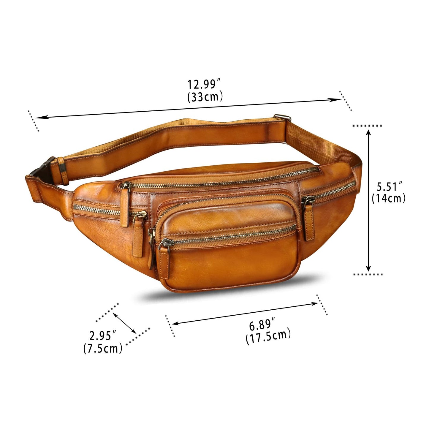 Genuine Leather Fanny Packs for Women and Men Waist Bag Vintage Hip Bum Bag Over Shoulder Crossbody Sling Bag (Brown)