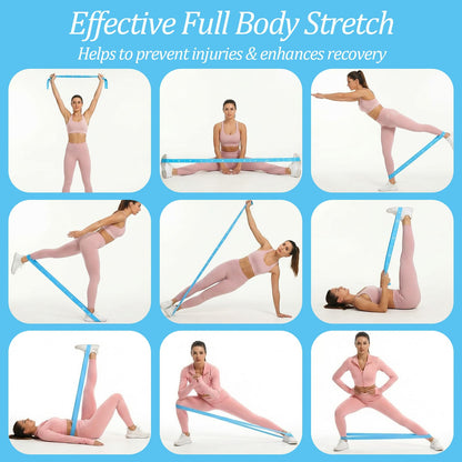 Elastic Yoga Stretching Strap with 12 Loops, Multi-Functional Stretch Band for Pilates with 12 Loops, Stretch band Yoga Strap with Loop for Dance, Gymnastics, Flexibility & Resistance Training, Ballet