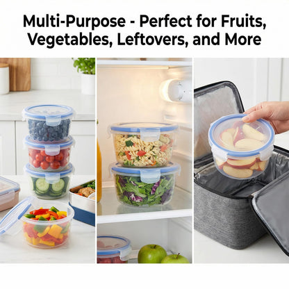 Food Storage Containers 4Pcs, Airtight and Leak-Proof, Airtight Plastic Containers, Leakproof Containers Set, Multi-Size for Kitchen and Meal Prep(Clear)