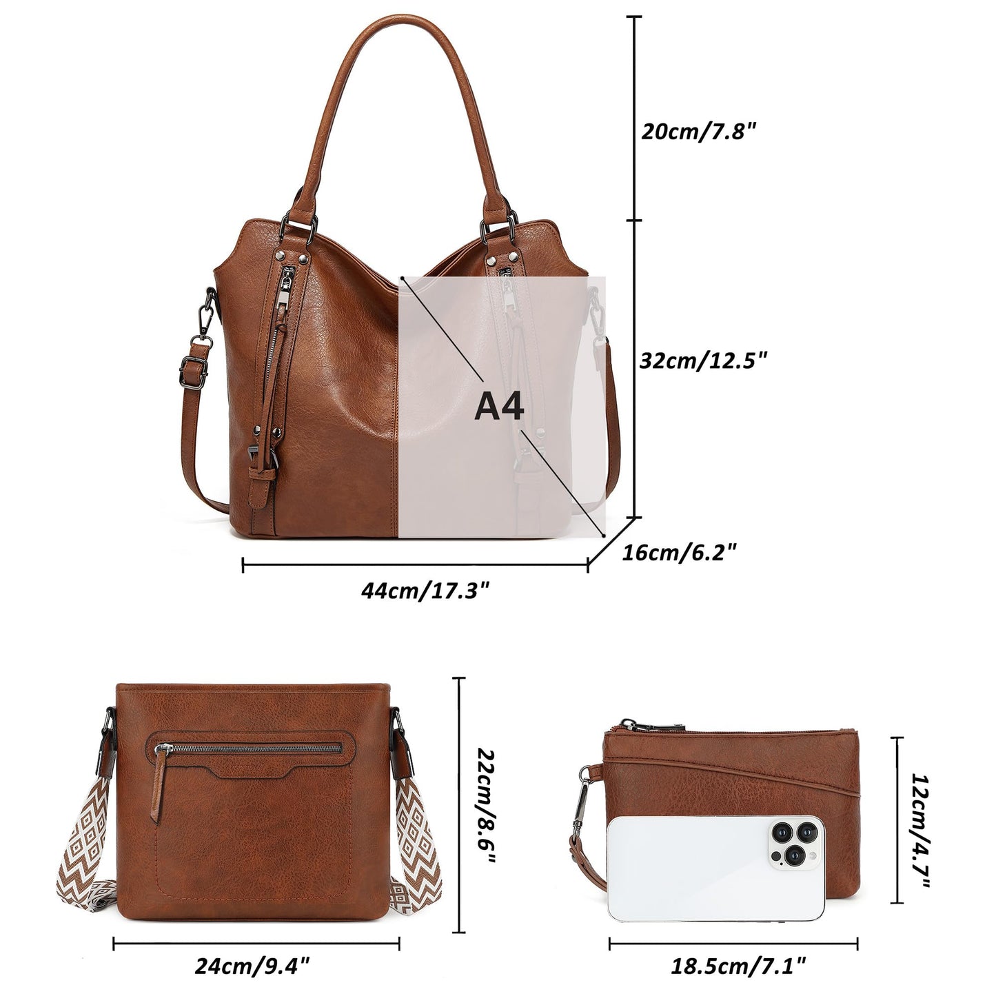 TANTOMI Tote Handbags for Women, Purse Crossbody Large Leather Purse Shoulder Handbags with Wallet Adjustable Straps