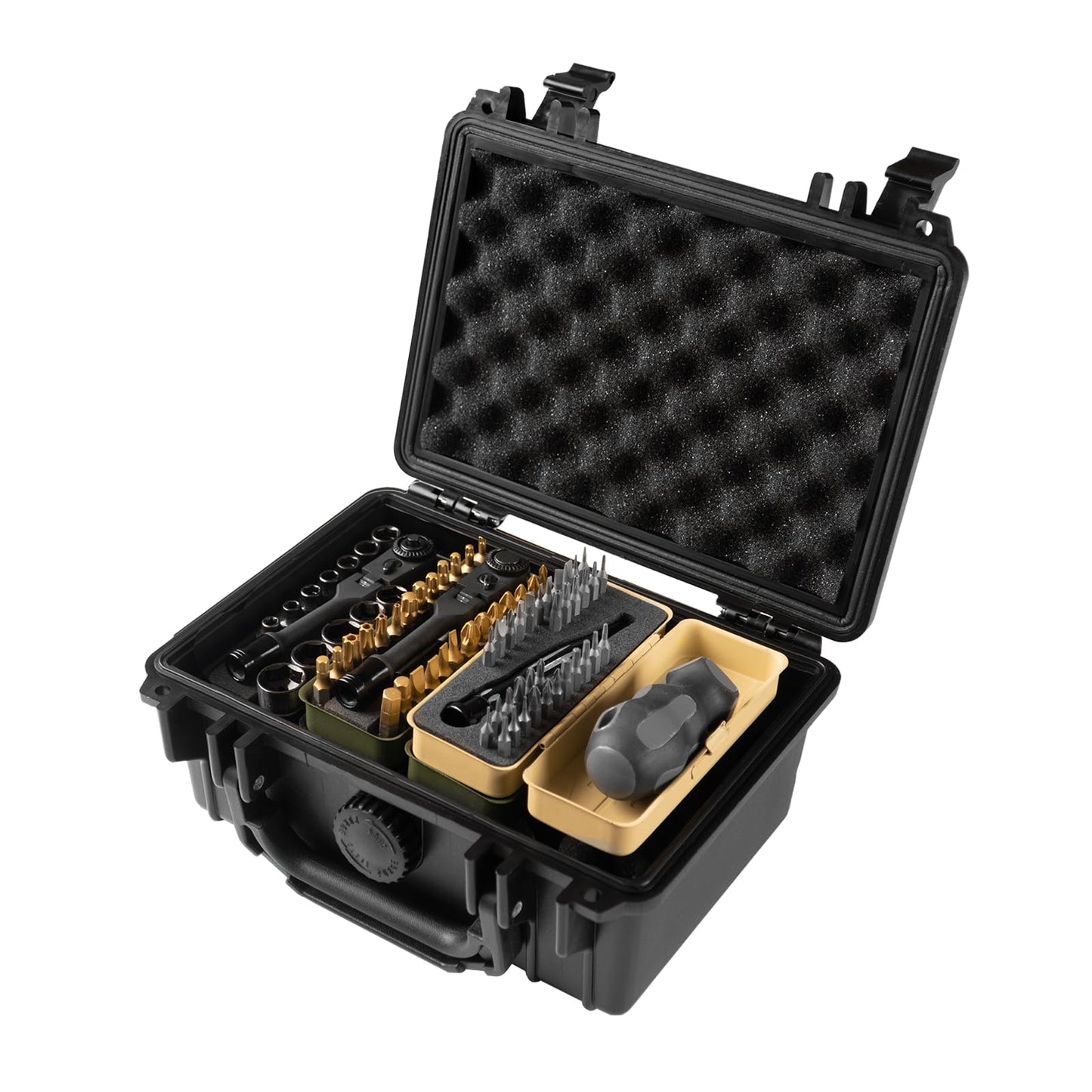 KESI Tool 77-Piece Torx bit Set Fully Armed Set with Waterproof Camera Hard Protective Case with 29-Piece 1/4" Multi Function Bits Set & 13-Piece 1/4" Spline Set & 35-Piece Precision Bits Set (Black)
