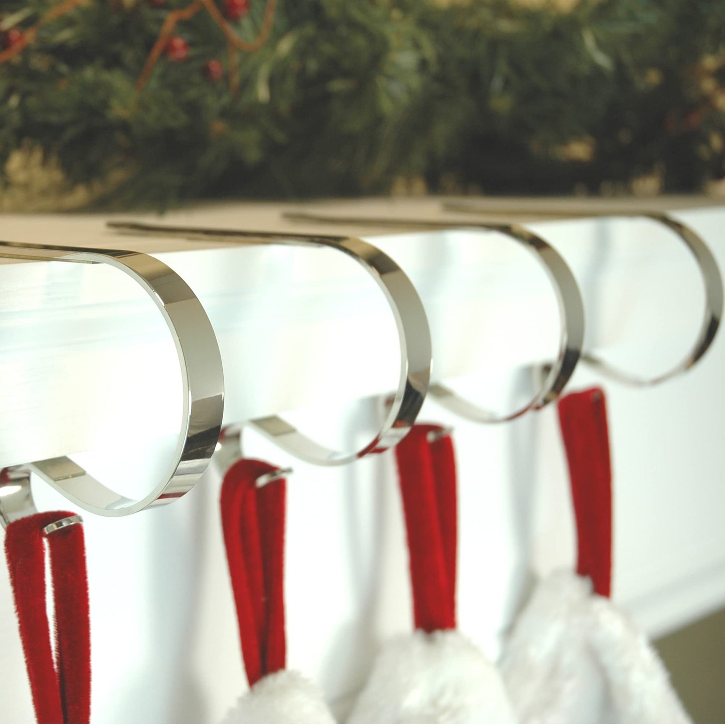 Haute Decor The Original MantleClip® Stocking Holder 4 Pack - Hang Christmas Stockings Safely and Securely from Mantels Up to 3 Inches Thick