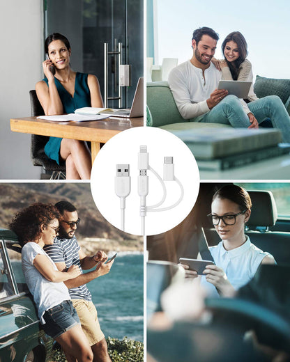 Anker Powerline II 3-in-1 Cable, Lightning/Type C/Micro USB Cable for iPhone, iPad, Huawei, HTC, LG, Samsung Galaxy, Sony Xperia, Android Smartphones, iPad Pro 2018 and More(3ft, Black)