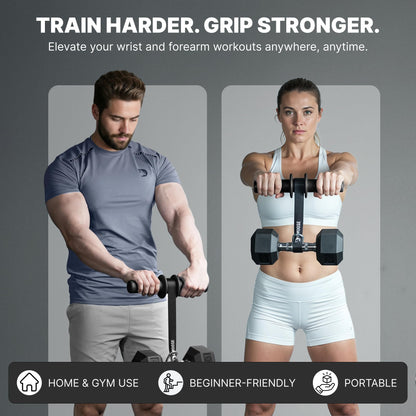 DMoose Fitness Forearm Exerciser & Wrist Roller - Forearm & Grip Strength Trainer - Available in Black, Blue & Red - Ideal for Grip, Wrist & Elbow Tendonitis (Black)