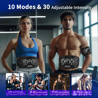 Ab Stimulator Muscle Toner，Abs Muscle Stimulator Abdominal Toning Fitness Belt for Men and Women Black