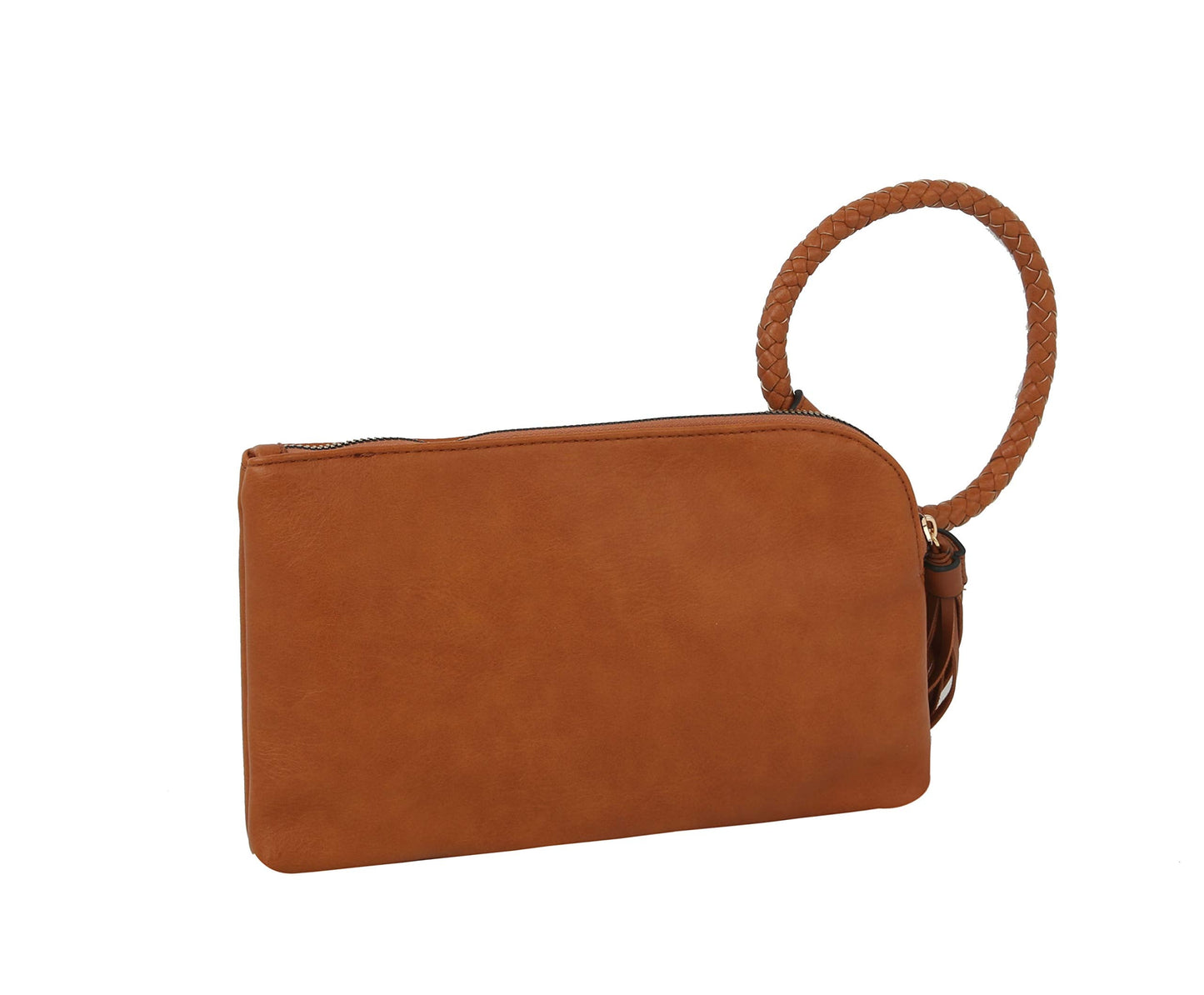 Womens Clutch Purse Wristlet Wallet Evening w/Hand Strap Casual Formal Vegan Leather - Metro Muse (Brown)