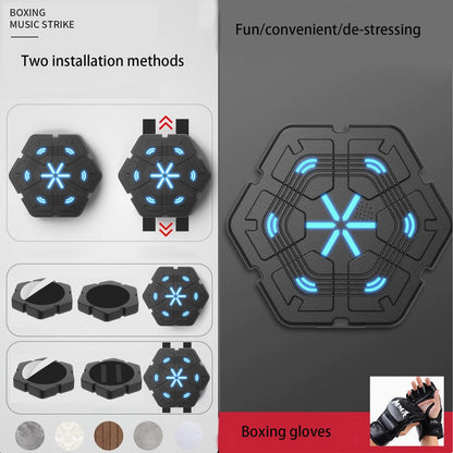 SofLuxe Music Boxing Machine,Striking Training Equipment,Home Equipment,Boxing Trainer,Strength Training,Interactive Lighting,Black Gloves