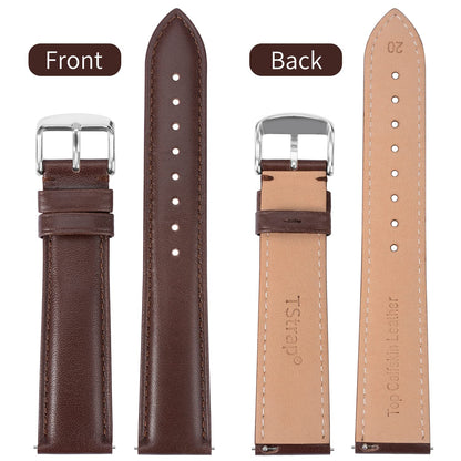 TStrap Leather Watch Band Men - Brown Quick Release Watch Strap for Women Replacement - Soft Smart Watch Bracelet with Clasp Buckle for ladies - 14mm 16mm 18mm 19mm 20mm 21mm 22mm 23mm 24mm