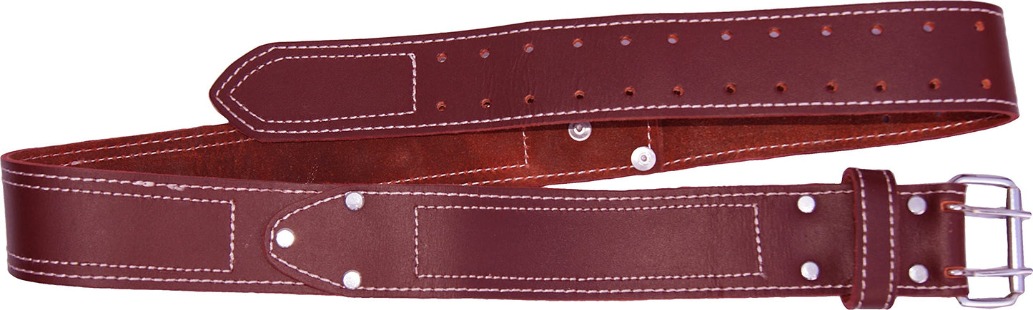 PRO-15 8 Pocket Carpenter's Nail & Leather Belt with Genuine Leather Tool Pouch (MAROON)