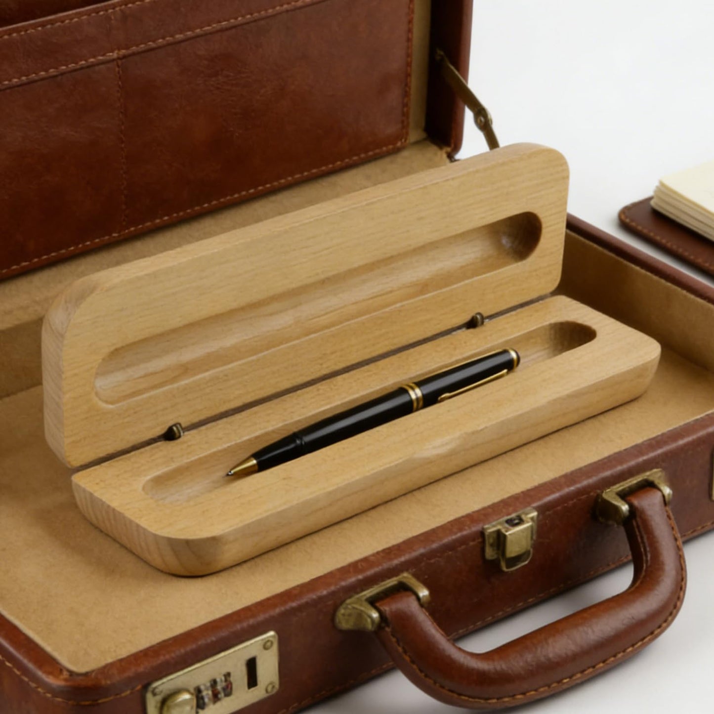Pastlla 2 Pcs Wooden Pen Gift Boxes Empty Ballpoint Pen Gift Box Pencil Boxes Pencil Present Empty Case Collection Set for Business Birthday Office Supplies