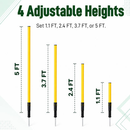 6 Pcs Soccer Agility Poles for Training,5 FT Adjustable Speed and Agility Training Equipment,Football/Basketball/Horse/Dog Sports Practice Equipment,Soccer Sticks with Ground Spring Nails for Outdoors