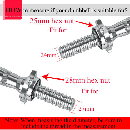 Lamoutor 2Pcs Anti-Slip Hex Nut Collar Screw for Barbell Dumbbell Weight Lifting 25mm+28mm