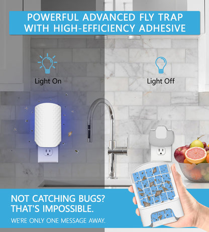 WowCatch Flying Insect Trap for Indoors, Bug Killer Light Trap for Fruit Flies, Gnats, Moths, and Houseflies, 2 Devices + 8 Refills, Best Fly Traps for Home, Kitchen, Bedroom, Plant Area, Garages