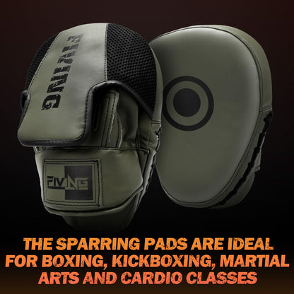 Boxing Pads for Men, Women, & Kids, Leather Focus Mitts for Martial Arts, Boxing Training, Curved Punch Mitts for Karate, Kickboxing,Muay Thai, Taekwondo Olive Green