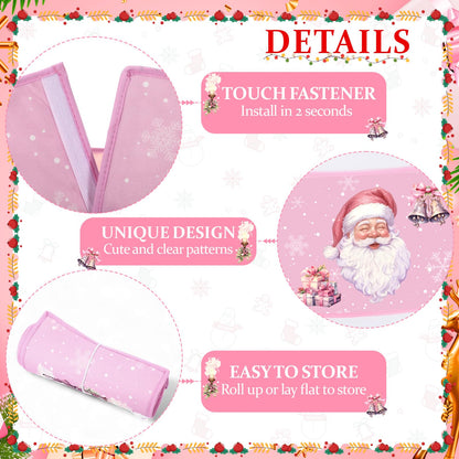 Motionchic Christmas Tree Collar 30'' Pink Santa Claus Christmas Tree Skirt Stand Base Cover Xmas Base Collar Ring Xmas Decoration Stand Skirt for 6 ft - 12 ft Foldable Holiday Winter Party Decor
