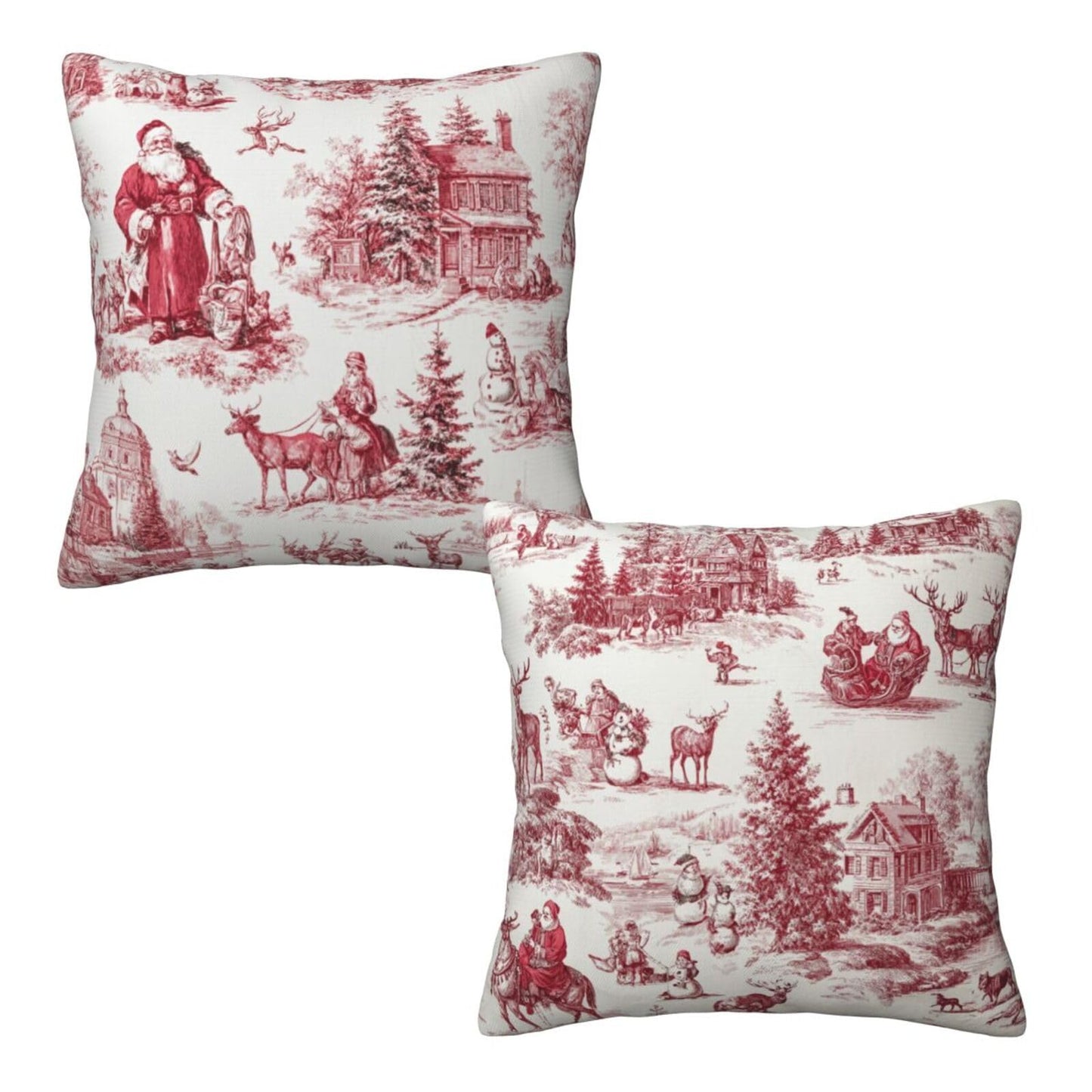 Ecixzyo Christmas Santa Claus Throw Pillow Covers 18x18 Set of 2 Square Pillow Case for Home Decor Couch Room