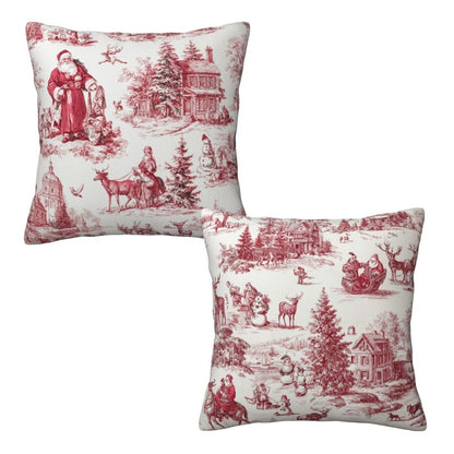 Ecixzyo Christmas Santa Claus Throw Pillow Covers 18x18 Set of 2 Square Pillow Case for Home Decor Couch Room