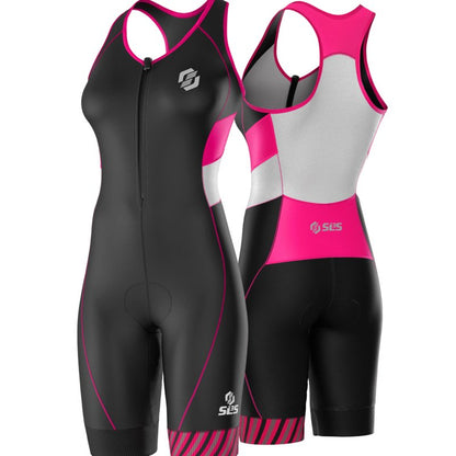 SLS3 Triathlon Suits Women – Sleeveless Trisuit Women - Premium FX Fabric, Tri Suit Womens Triathlon Suit, No Shelf Bra (Sky Pink, Large)