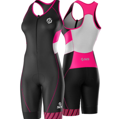 SLS3 Triathlon Suits Women – Sleeveless Trisuit Women - Premium FX Fabric, Tri Suit Womens Triathlon Suit, No Shelf Bra (Sky Pink, Medium)
