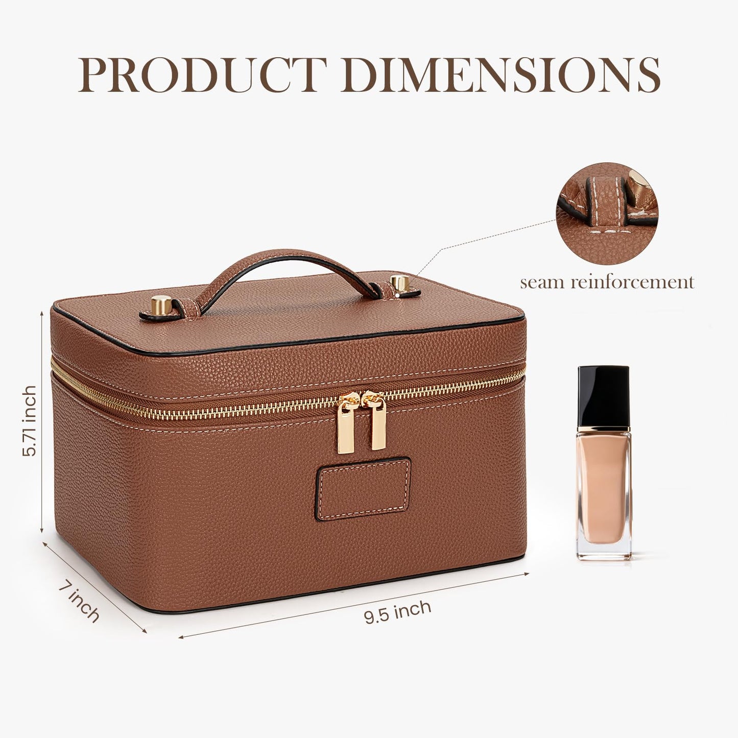 HiTotes Makeup Bag Large Vanity Case for Women Travel Cosmetic Bag Makeup Case Organizer Leather Travel Toiletry Bag