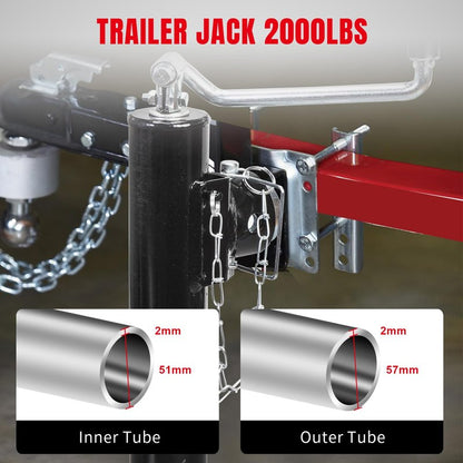 Torin 2000lbs Trailer Jack Heavy-Duty Square Direct Weld on RV Jack, 10 Inches Lift, Adjustable Drop Leg, for Lifting RV Trailer, Horse Trailer, Utility Trailer, Yacht Trailer