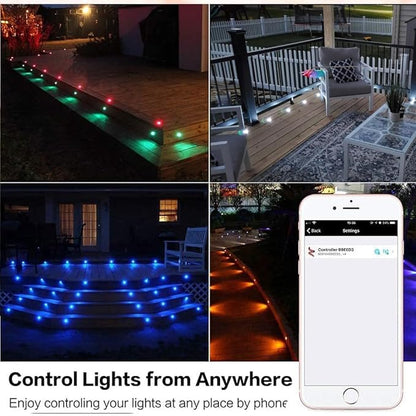 LED Deck Lights Kit, 30pcs Φ1.22 WiFi Wireless Smart Phone Control Low Voltage Recessed RGB Lamp In-ground Lighting Waterproof Outdoor Yard Path Stair Landscape Decor, Fit for Alexa,Google Home