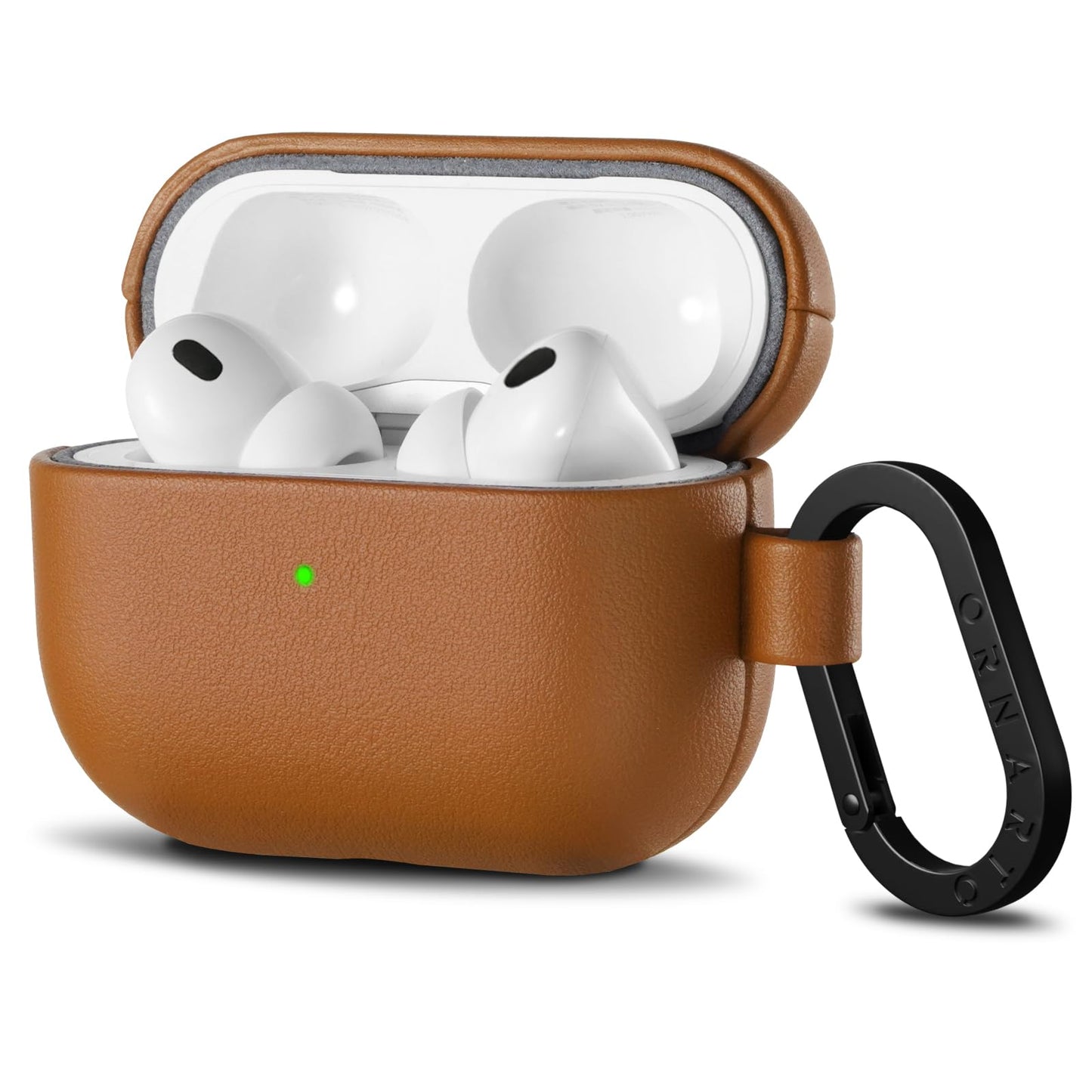 ORNARTO Compatible with AirPods Pro 3 Case, Full Protective Vegan Leather Cover for Airpods Pro 3rd Generation (2025), Front LED Visible, Brown Leather