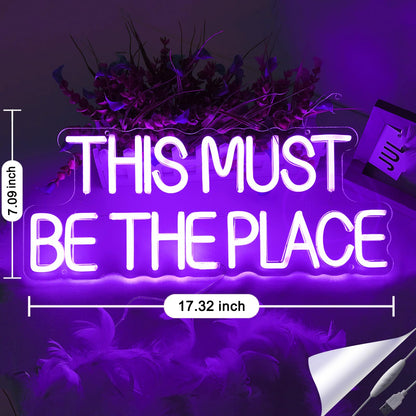 Britrio This Must Be The Place Neon Sign Light Gothic Wedding Birthday Party Decor Girl Bedroom LED Wall Art Decor Home Bar Office Christmas Light 5V USB