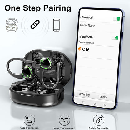 Wireless Earbuds Sports, Bluetooth 5.4 Headphones Hifi Stereo, 50H Playback Over-Ear buds with ENC Noise Cancelling Mic, Earphones with Earhooks, IP7 Waterproof Fitness Headset for Gym Running Workout