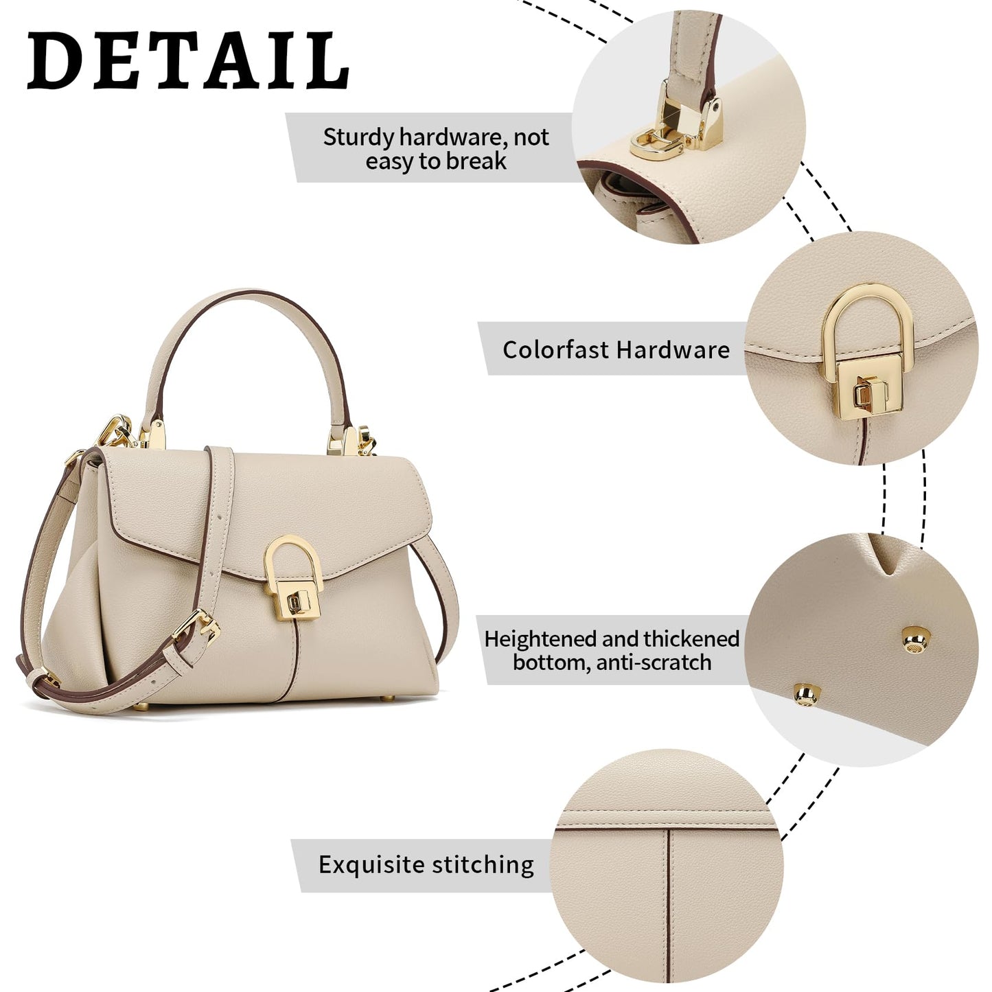 Top Handle Bag Small Purses and Handbags for Women Fashion Leather Shoulder Bag,Purses for Women,Metal Button Lock.