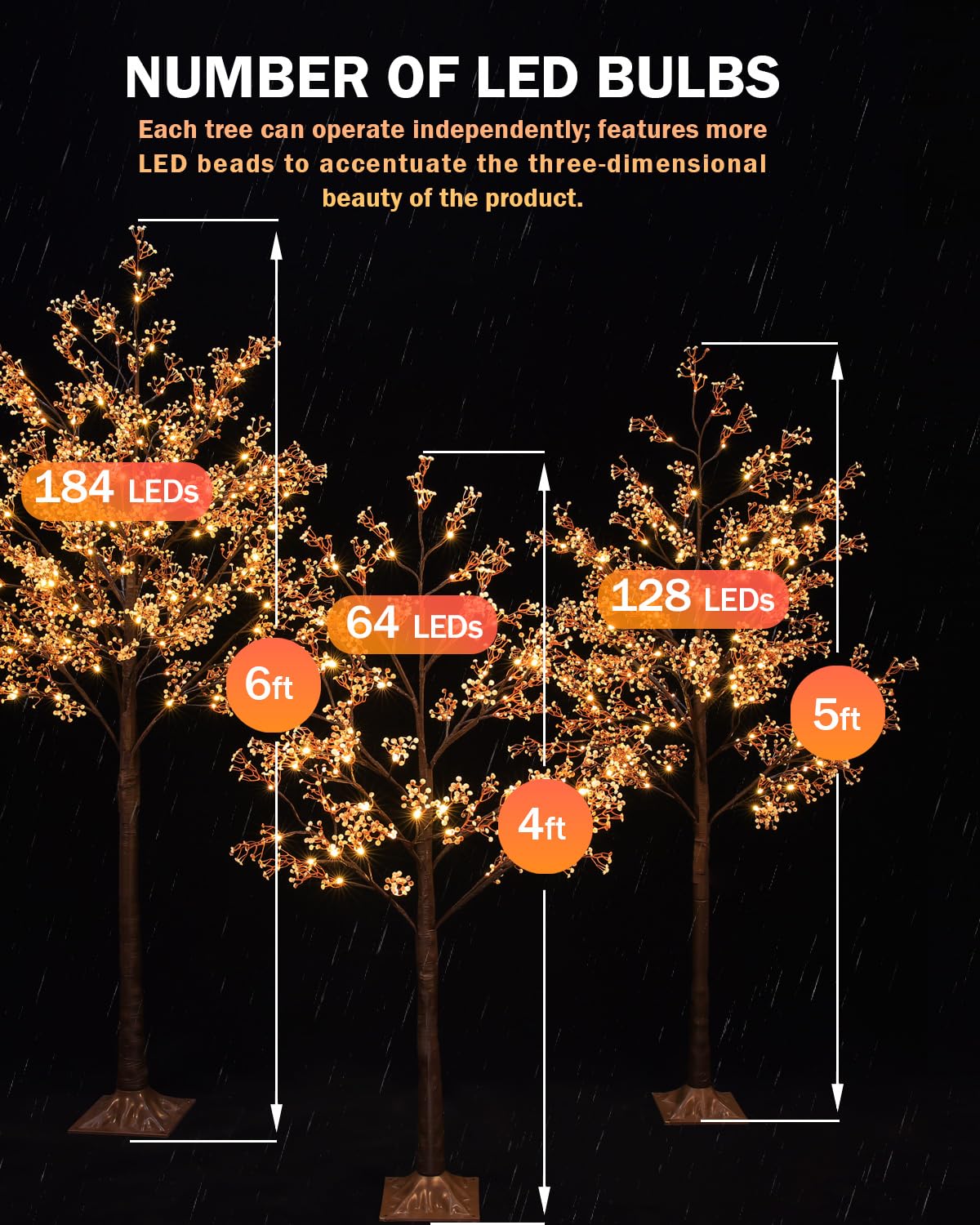 TYBEEU 4ft Lighted Baby's Breath Tree with 64 Warm White LED Lights, Dimmable, Ideal for Indoor & Outdoor Holiday Decor, Home, Garden, Wedding & Party
