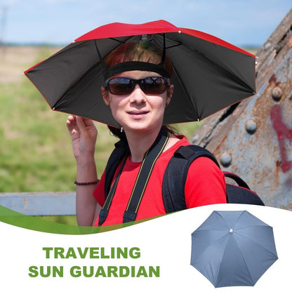 YELARXI Umbrella Hat, Fishing Hat Hands Free Waterproof Adjustable Sun Rain Cap Hat with Elastic Band Fit for Women Men Fishing Camping Gardening Beach Sunshade Outdoor(Mist Blue)