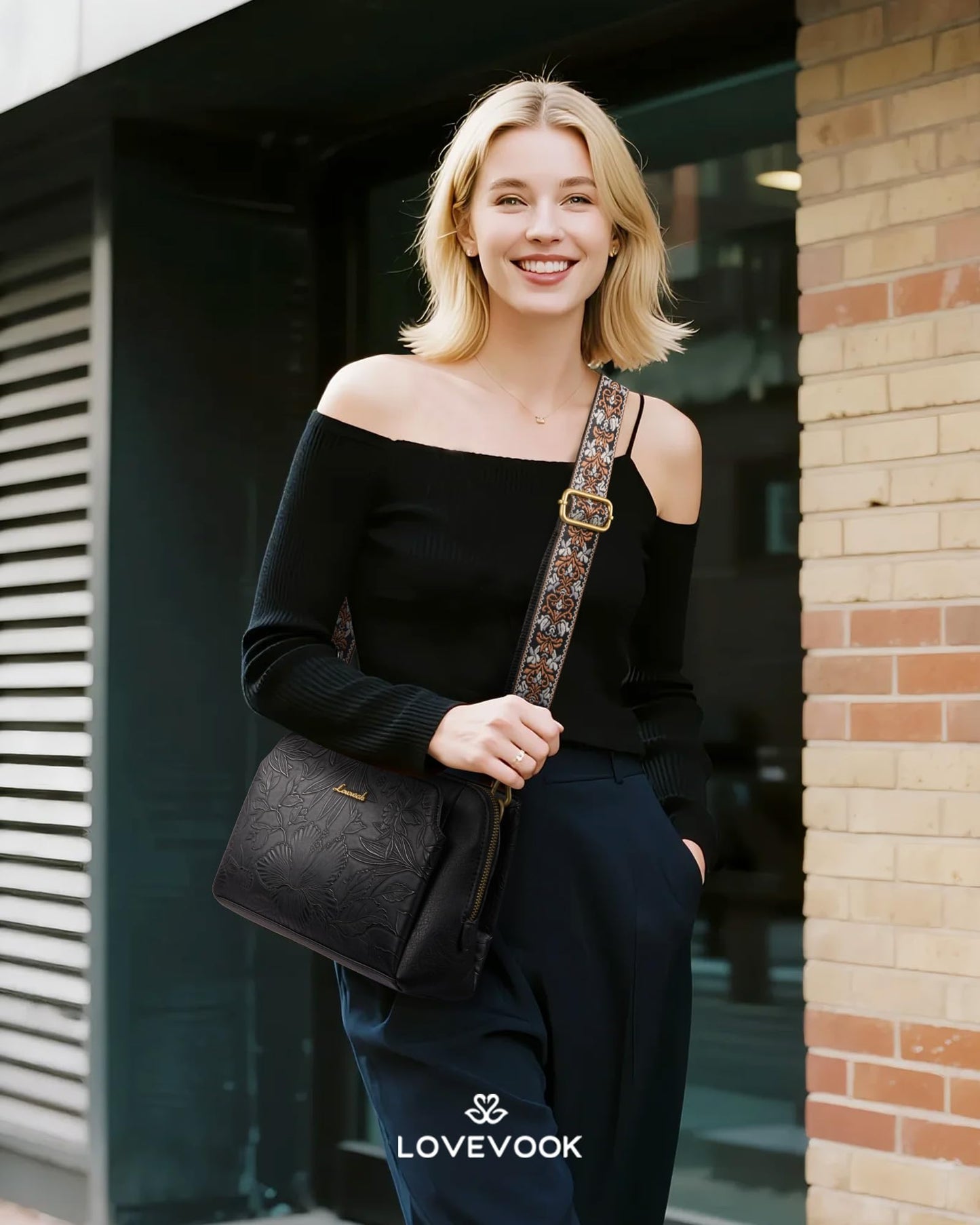 LOVEVOOK Crossbody Bags for Women with 2Pcs Adjustable Strap, Leather Small Purses with RFID Blocking Slots, Shoulder Handbag