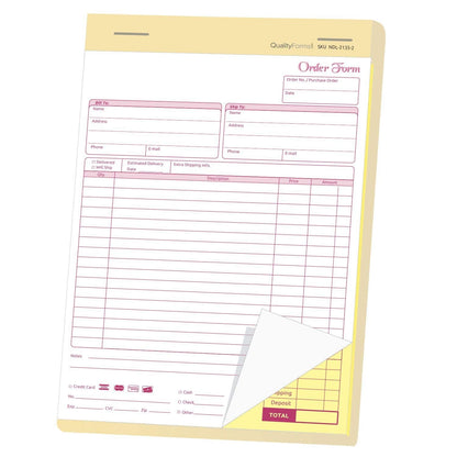 NextDayLabels - NCR Carbonless Order Forms, Bound Wraparound Cover, White/Canary, 50 Sets per Book. (8-1/2 x 11" - 2 Part)