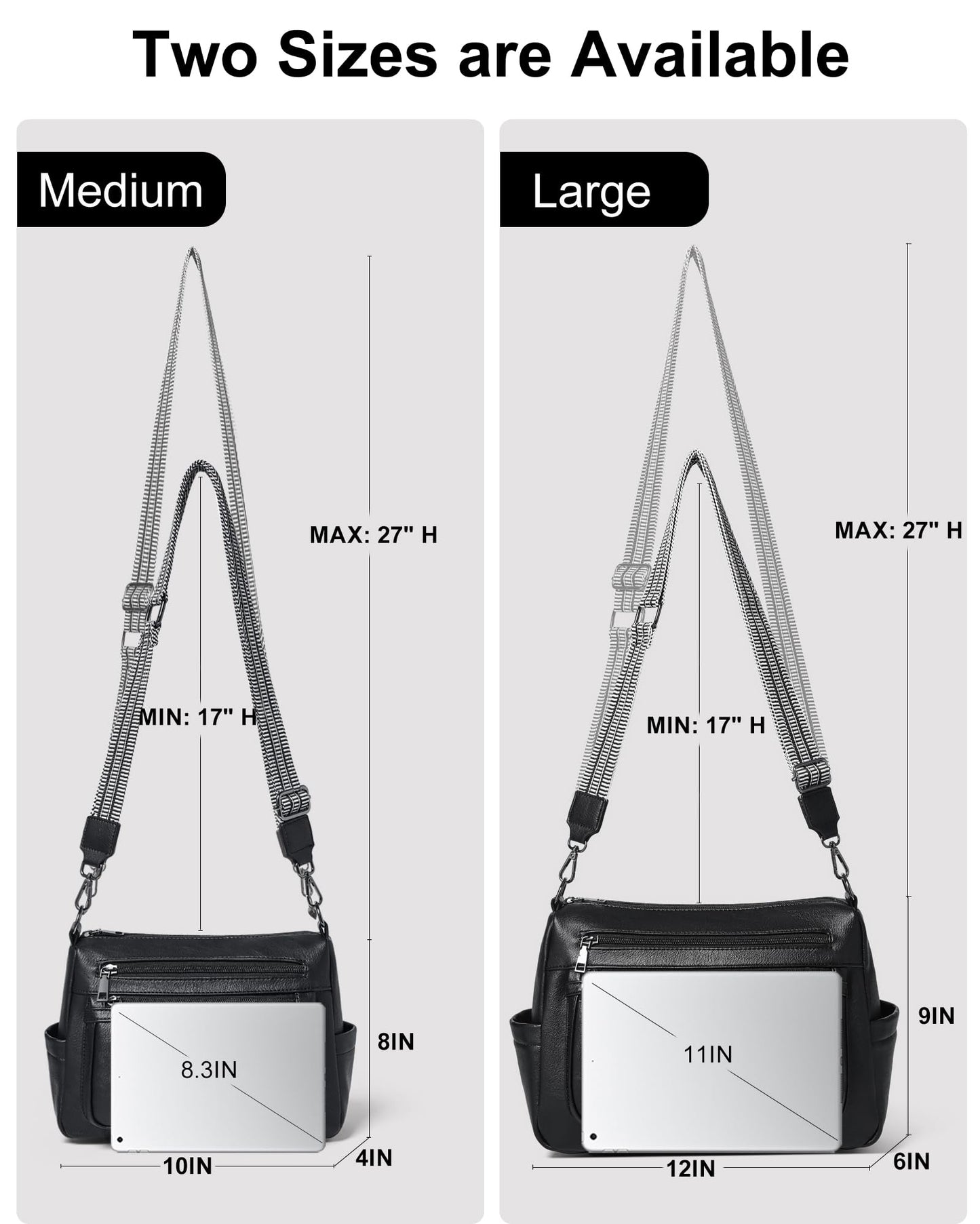 Bluome Crossbody Bag Purses For Women Vegan Leather Shoulder Hobo Purse Handbags Trendy Travel Black