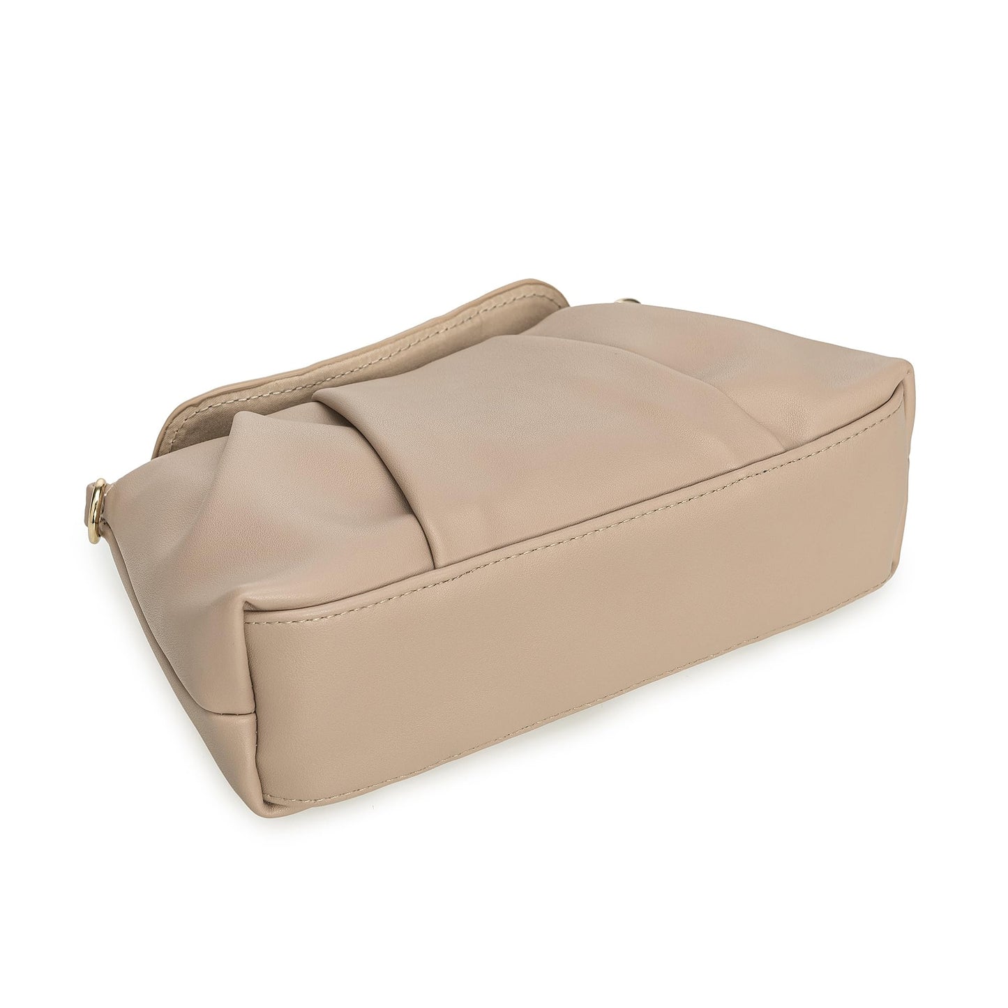 IXEBELLA PU Clutch Handbag for Women Evening Bag Formal Dressy Purse with Pearl Strap (Taupe)