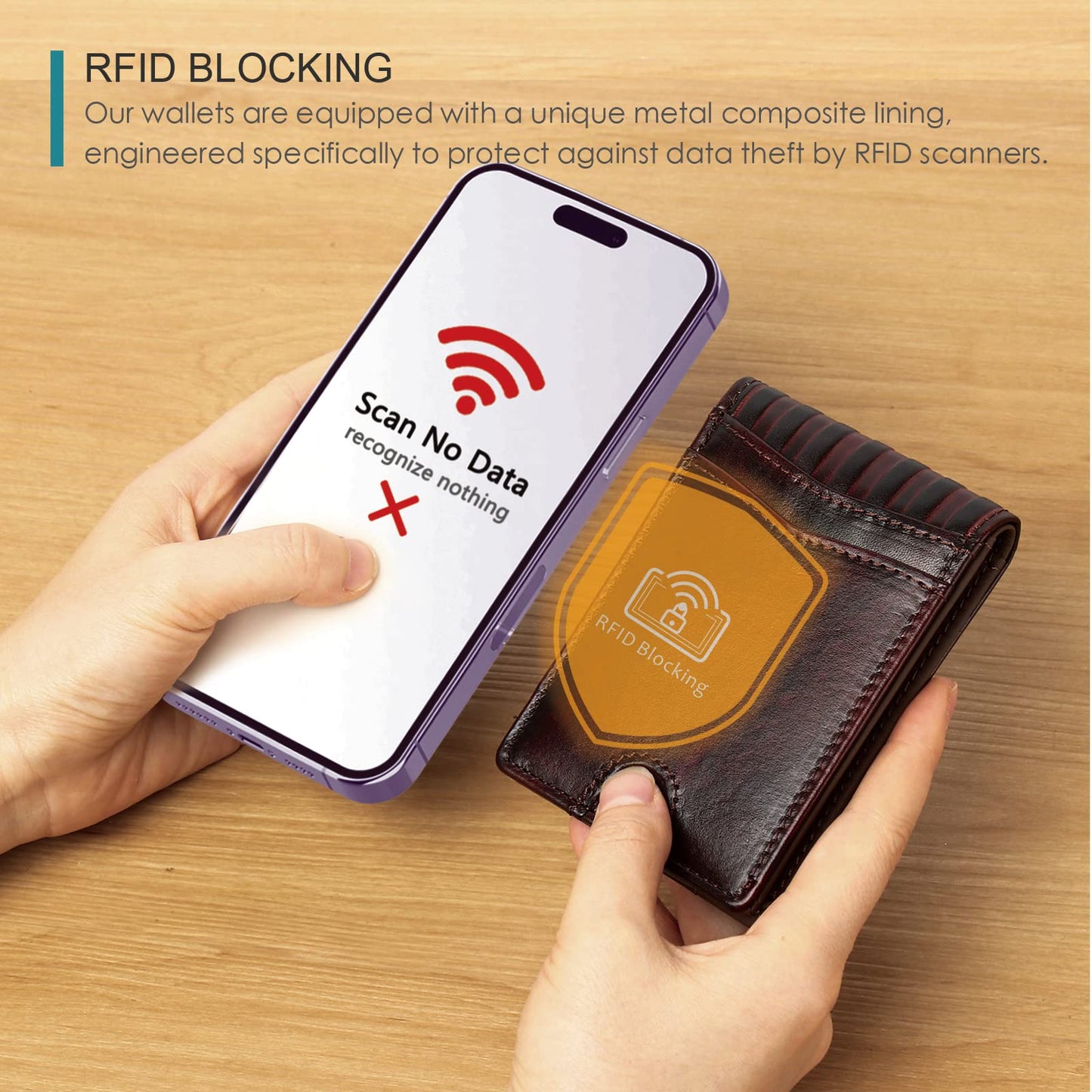 Pefiam Full Grain Leather Wallets for Men, Bifold Wallets for Men, Mens Leather Wallets with 12 Slots, RFID Blocking, Gifts for Men (USA Flag, Red)