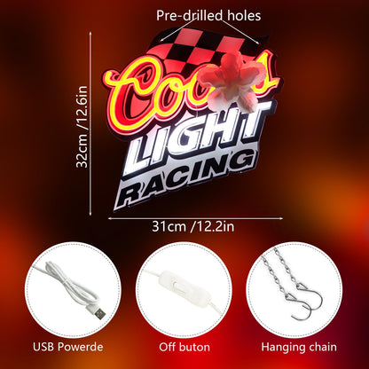 JFLLamp Crs LIGHT Neon Signs for Wall Decor Neon Lights for Bedroom Led Signs Suitable for Man Cave Bar Pub Restaurant Christmas Birthday Party Gift Led Art Wall Decorative Crs Light Bar Sign, 5V Usb Power, 17*11 Inch(Azure+red+white）