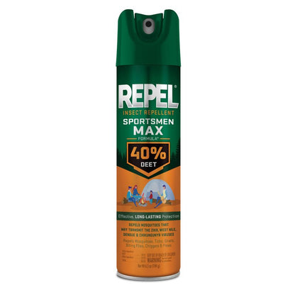 Repel Insect Repellent Sportsmen Max Formula 40% DEET, 6.5 Ounces, Long-Lasting Aerosol Insect Repellent Spray Repels Mosquitoes, Ticks, Gnats, Biting Flies, Chiggers And Fleas