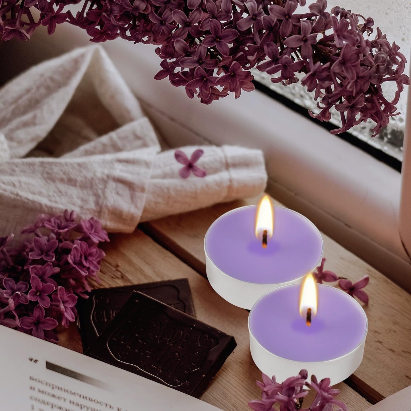 Wfmolcand Purple Lavender Scented Tealight Candles - Giant 100 Pack Candles -Smokeless, 4 Hour Burn - Gift Set for Valentine's Day, Christmas, Weddings Centerpiece & Home Decor