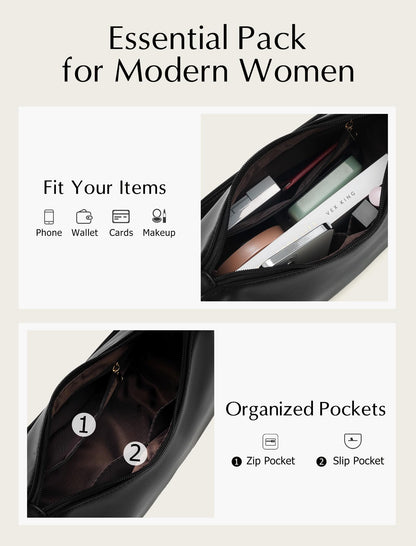 LONG VACATION Purse Shoulder Bag for Women - Cute Hobo Clutch Purse Trendy Underarm Handbag with Zipper & Straps for Daily Use